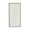 Large Quill White Feather Art Mounted In Beaded Frame