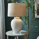 Twill Weave Ceramic Table Lamp With Linen Shade