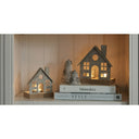 Rustic Metal House Tealight On Wood Stand With Glass Votive