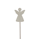 Whitewashed Rustic Angel On Stand