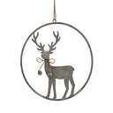 Large Rustic Reindeer In Hoop Hanging Decoration