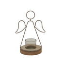 Rustic  Outline Angel Tealight On Stand With Glass Votive