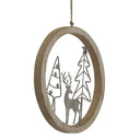 Rustic Snow Scene In Hoop Hanging Decoration