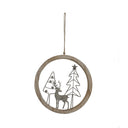 Rustic Snow Scene In Hoop Hanging Decoration
