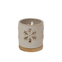 Alora Ceramic Snowflake Candle Holder On Wood Base