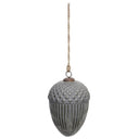 Grey Metallic Collection Large Acorn Bauble