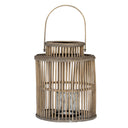Cylinder Wicker Lantern With Glass Holder