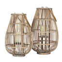 Large Ellipse Wicker Lantern With Glass Holder