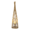 Large Conical Wicker Lantern With Glass Holder & LED Lights