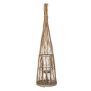 Large Conical Wicker Lantern With Glass Holder & LED Lights