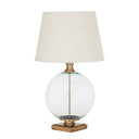 Lunel Glass Orb Table Lamp With Edged Linen Shade