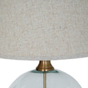 Lunel Glass Orb Table Lamp With Edged Linen Shade