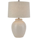 Basketweave Ceramic Table Lamp With Linen Shade